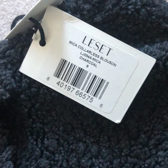 LESET Charcoal Mica Collarless Blouson Button-Up Jacket Cardigan - Picture 6 of 11